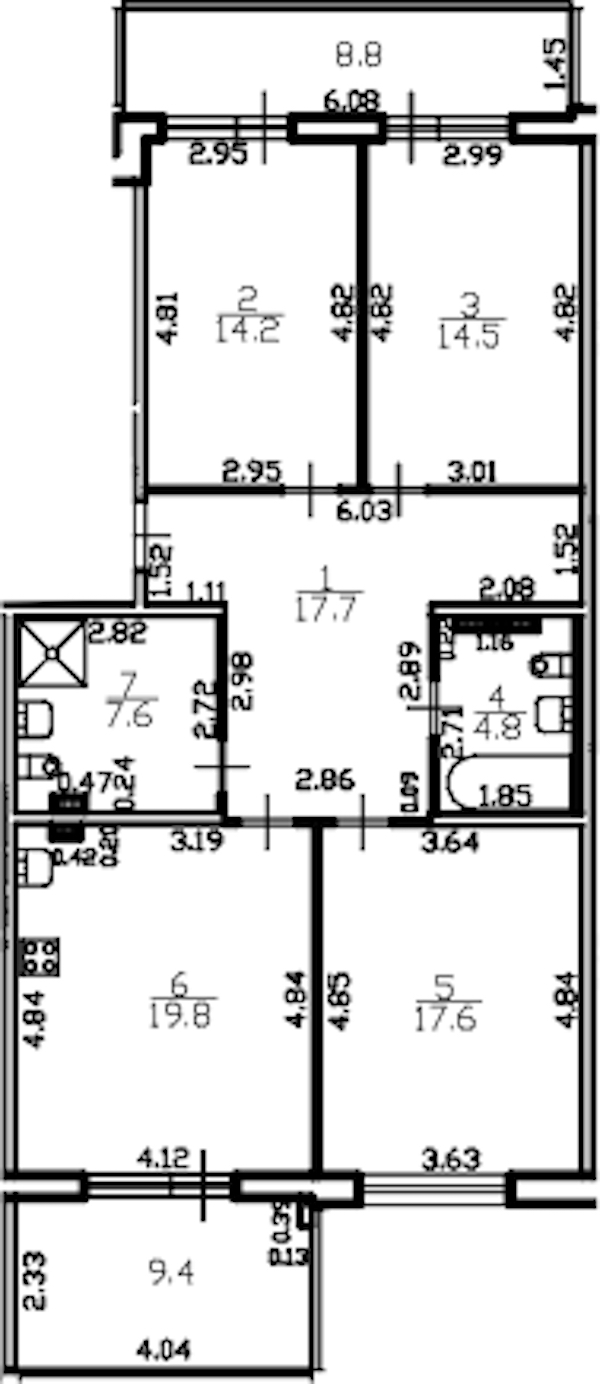 3-комнатная квартира 101.6 м², 3/4 эт., ЖК «Riviera Club»
